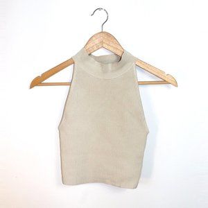 Sculpt Knit Cropped Halter Top in Matte Pearl in 2XS